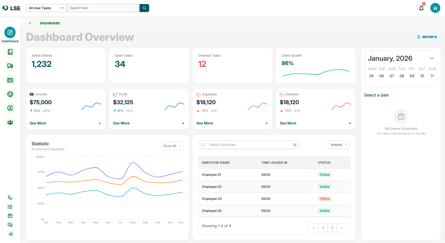 Multi-Service Enterprise Resource Planning System — application screenshot